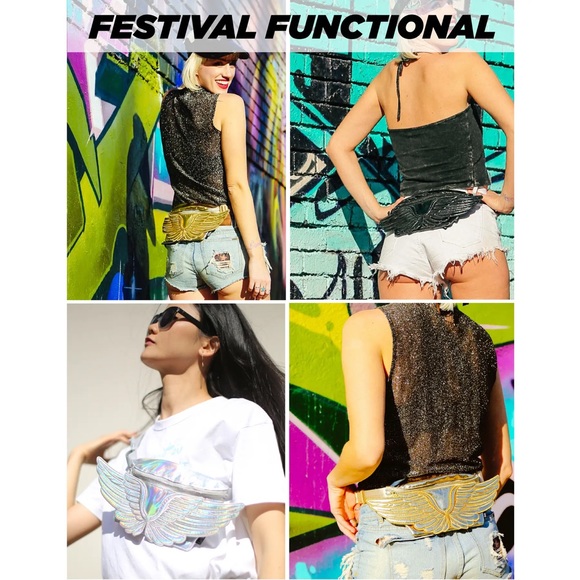 FYDELITY Angel Wing Reflective Metallic Fanny Pack Belt Bag Water Repellent - Picture 8 of 8